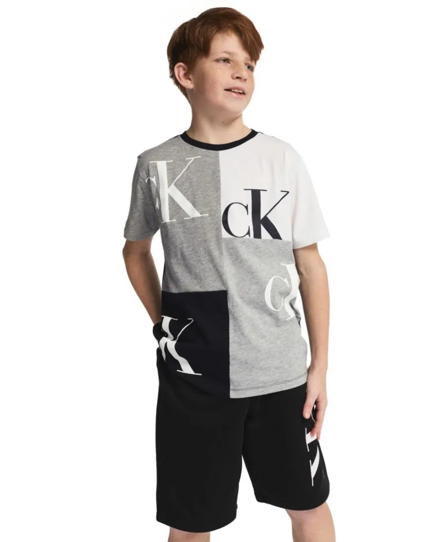 Детские шорты CK Graphic Knit Pull-On Shorts (размер 8-20) из трикотажа с графическим принтом Calvin Klein, черный — фото 2