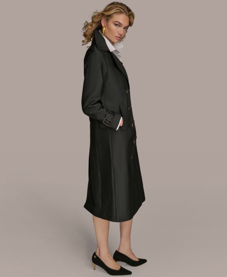Женское классическое длинное двубортное пальто Donna Karan New York, Black — фото 4