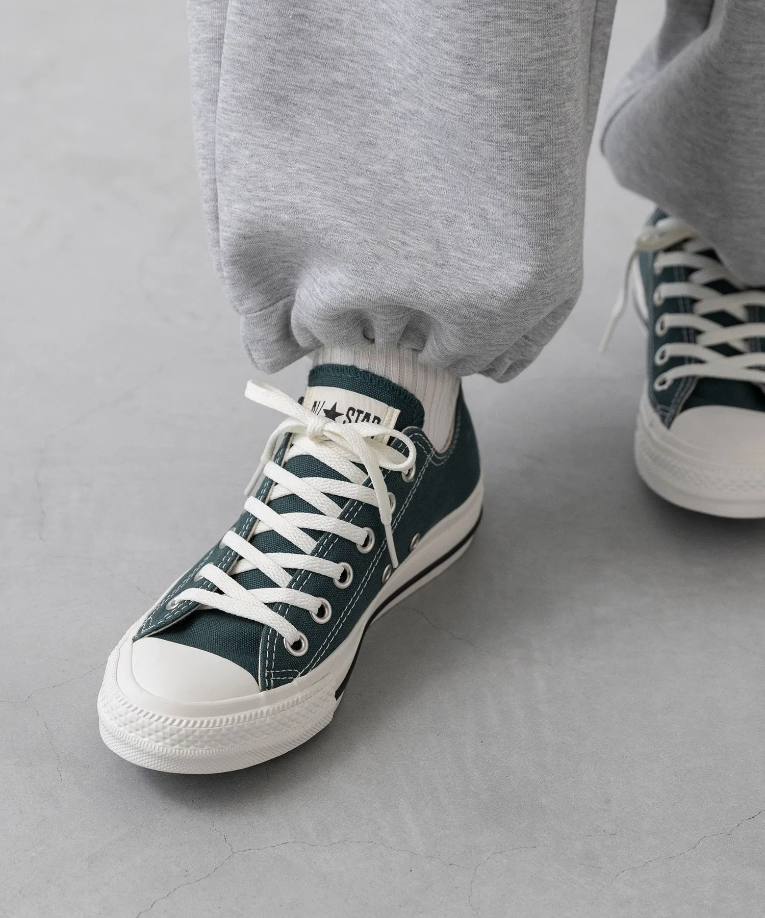 Кроссовки Converse ALL STAR WASHEDCANVAS OX низкие зелёные