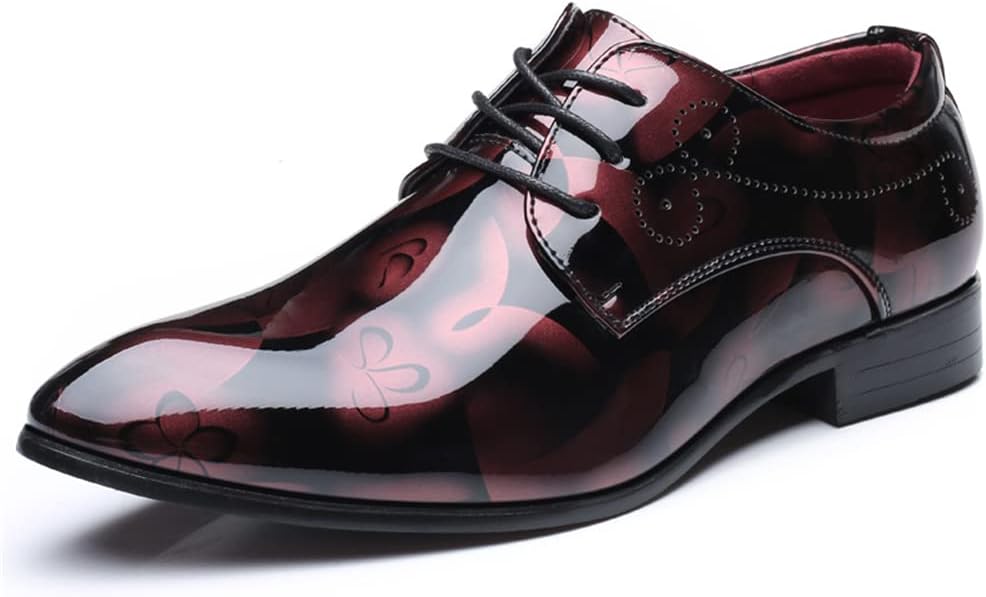 

Мужские лаковые классические туфли LLTMALL на шнуровке с острым носком, красный