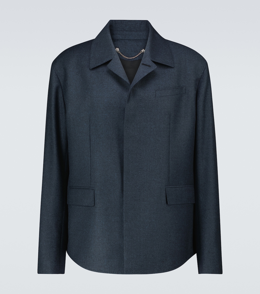 

Однобортный блейзер из шерстяной смеси Berluti, Dark Blue Melange