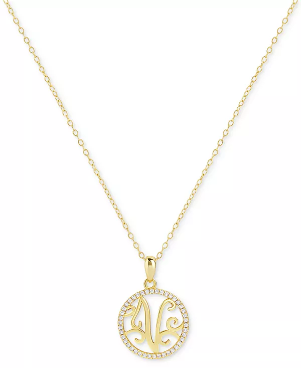 

Ожерелье с подвеской V-образной формы из кубических цирконий, 18 дюймов, из 18-каратного золота на основе стерлингового серебра, созданное для Macy's. Giani Bernini, gold