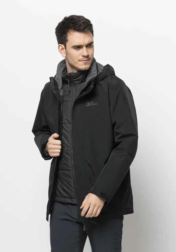 

Функциональная куртка 3-в-1 Jack Wolfskin "BERGLAND 3IN1 JKT M", с капюшоном, черный