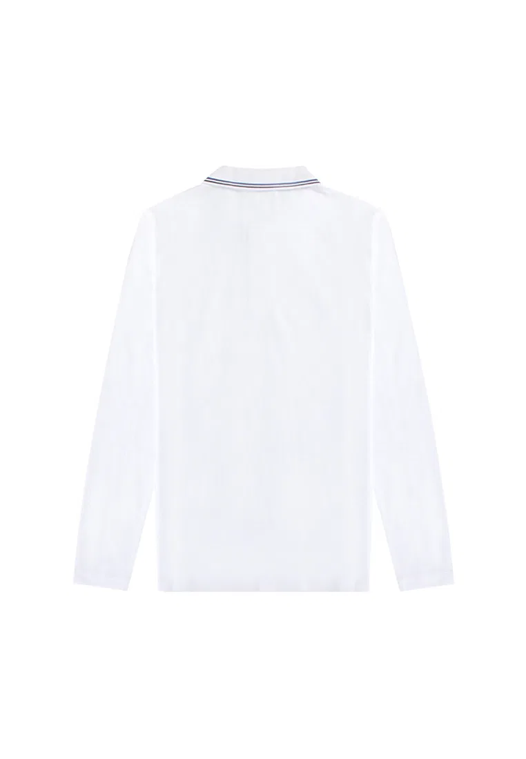 Мужское поло с длинным рукавом, белое, модель 8N1FB5 1JPTZ, Polo Emporio Armani — фото 2