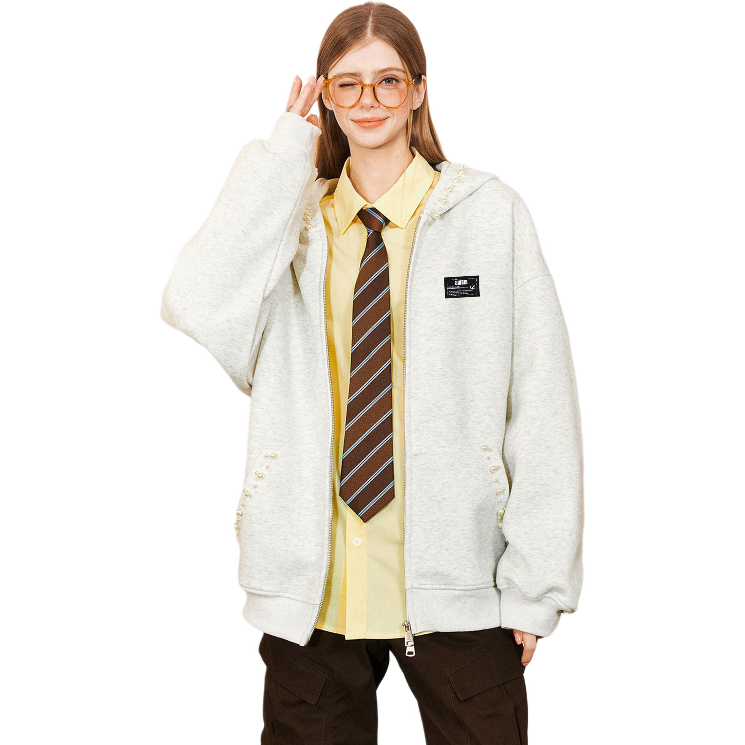 

Толстовка Unisex Hooded Moderate Cardigan ZIAREL, белый heather серый[removable logo]