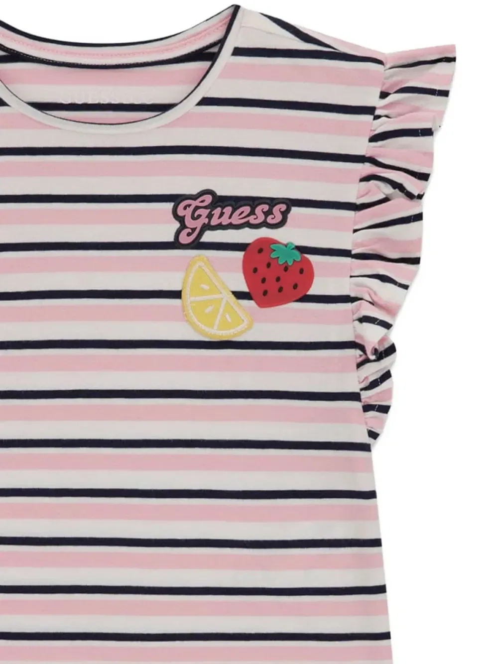 Топ с оборками в полоску Guess Kids, белый — фото 3