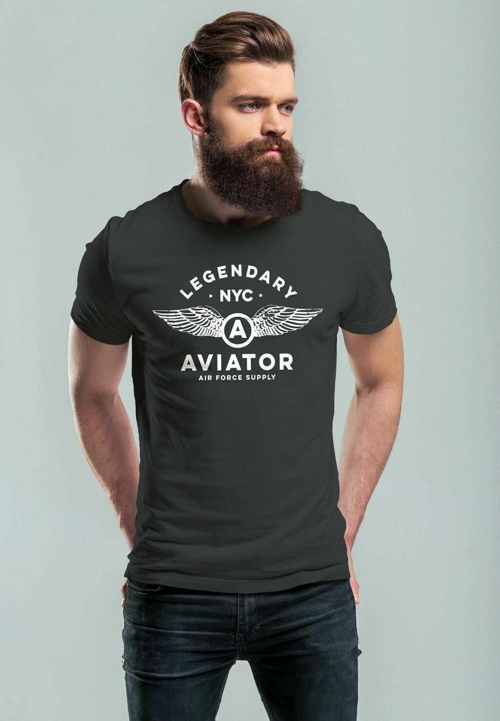 

Футболка с принтом LEGENDARY NYC AVIATOR AIR FORCE LUFTWAFFE FLÜGEL Neverless, черный