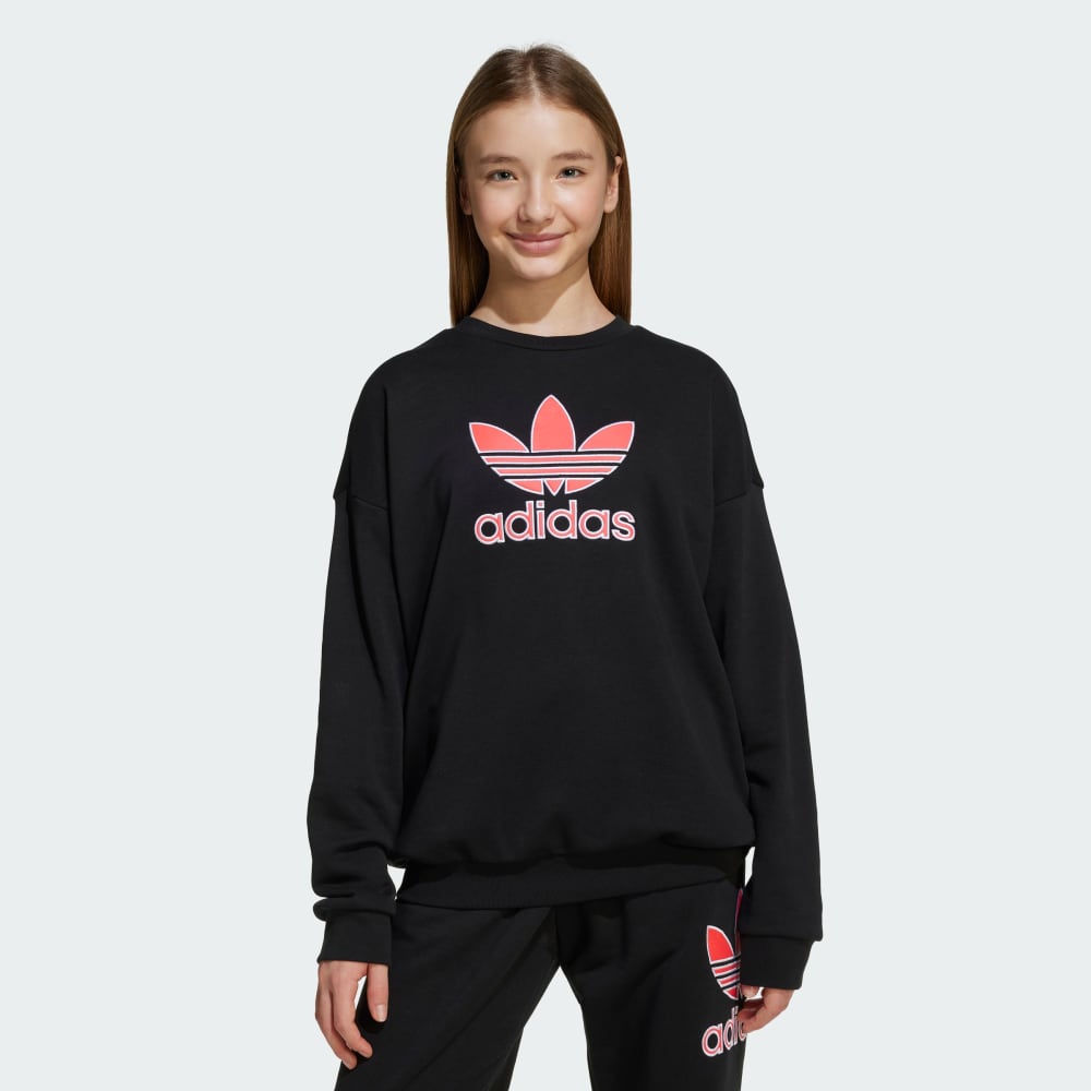 

Толстовка Adidas Trefoil Crew Kids, цвет Black/Lucid Red
