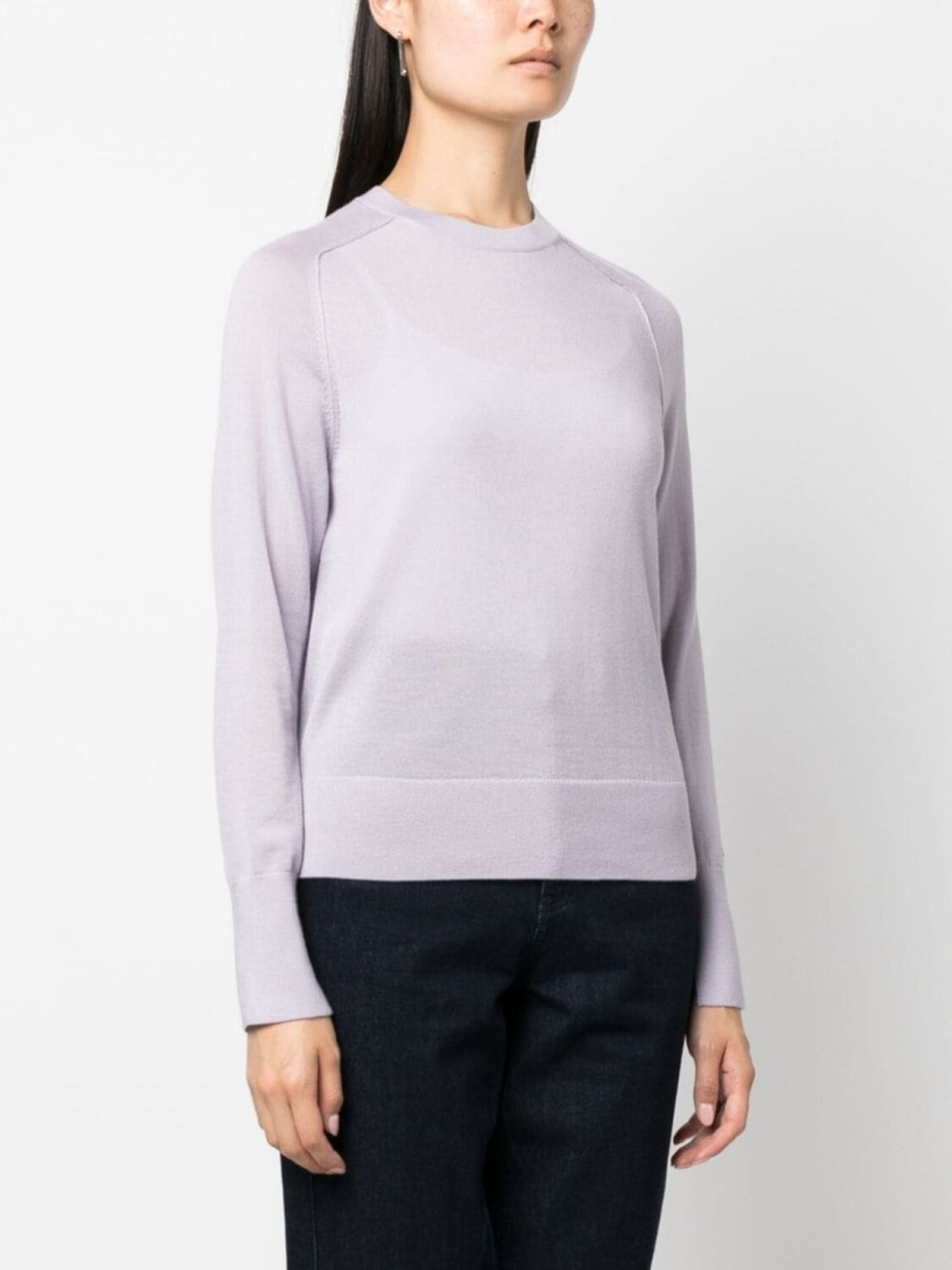 Calvin Klein шерстяной джемпер тонкой вязки, фиолетовый — фото 3