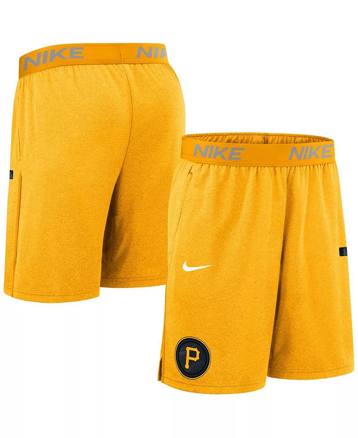 

Мужские шорты Performance Knit из коллекции Authentic Collection City Connect Pittsburgh Pirates золотистого цвета Nike