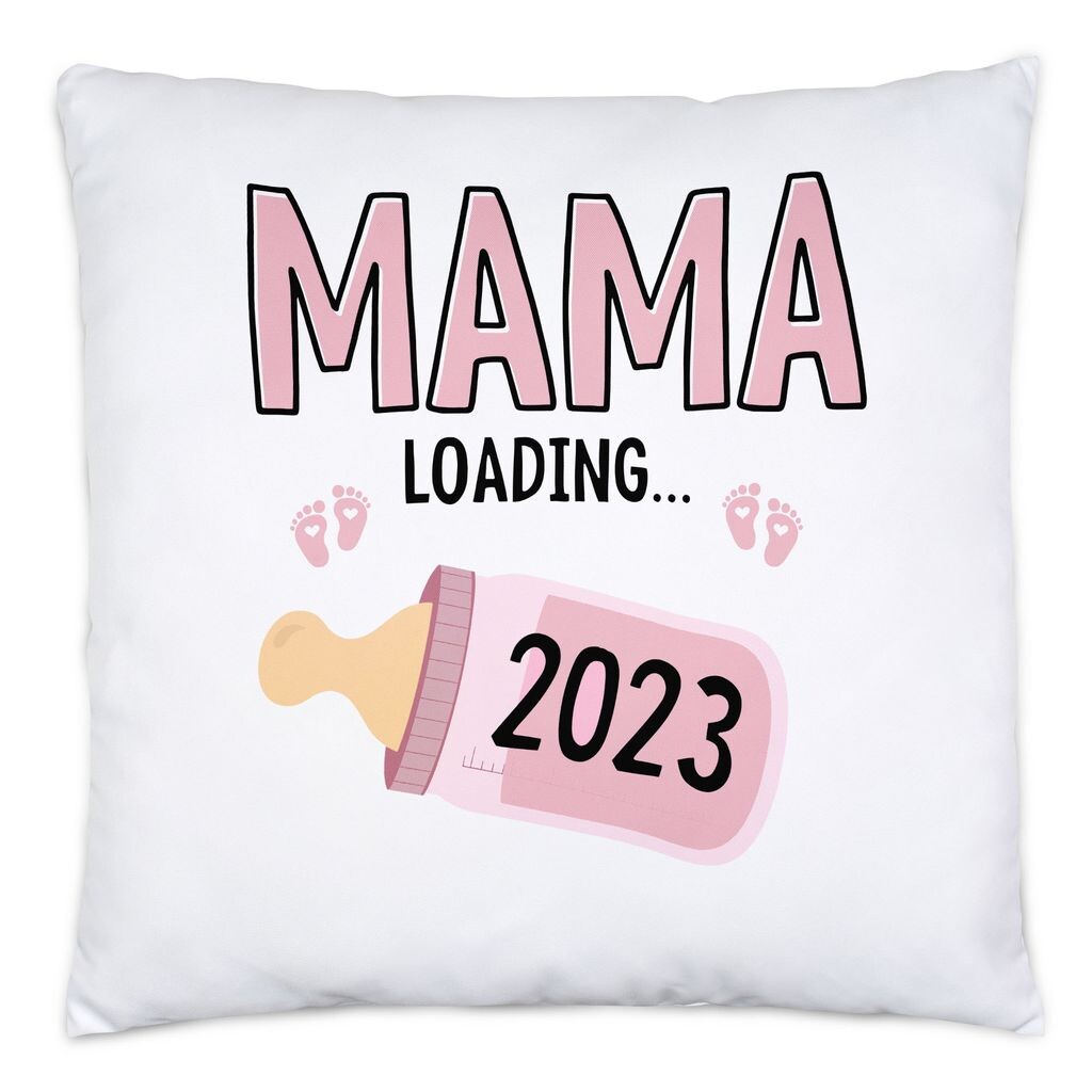 

Подушка Mama Loading 2023 с наполнителем, подарок для будущей мамы, новости о ребенке с планкой загрузки, идея подарка для беременных Hey!Print