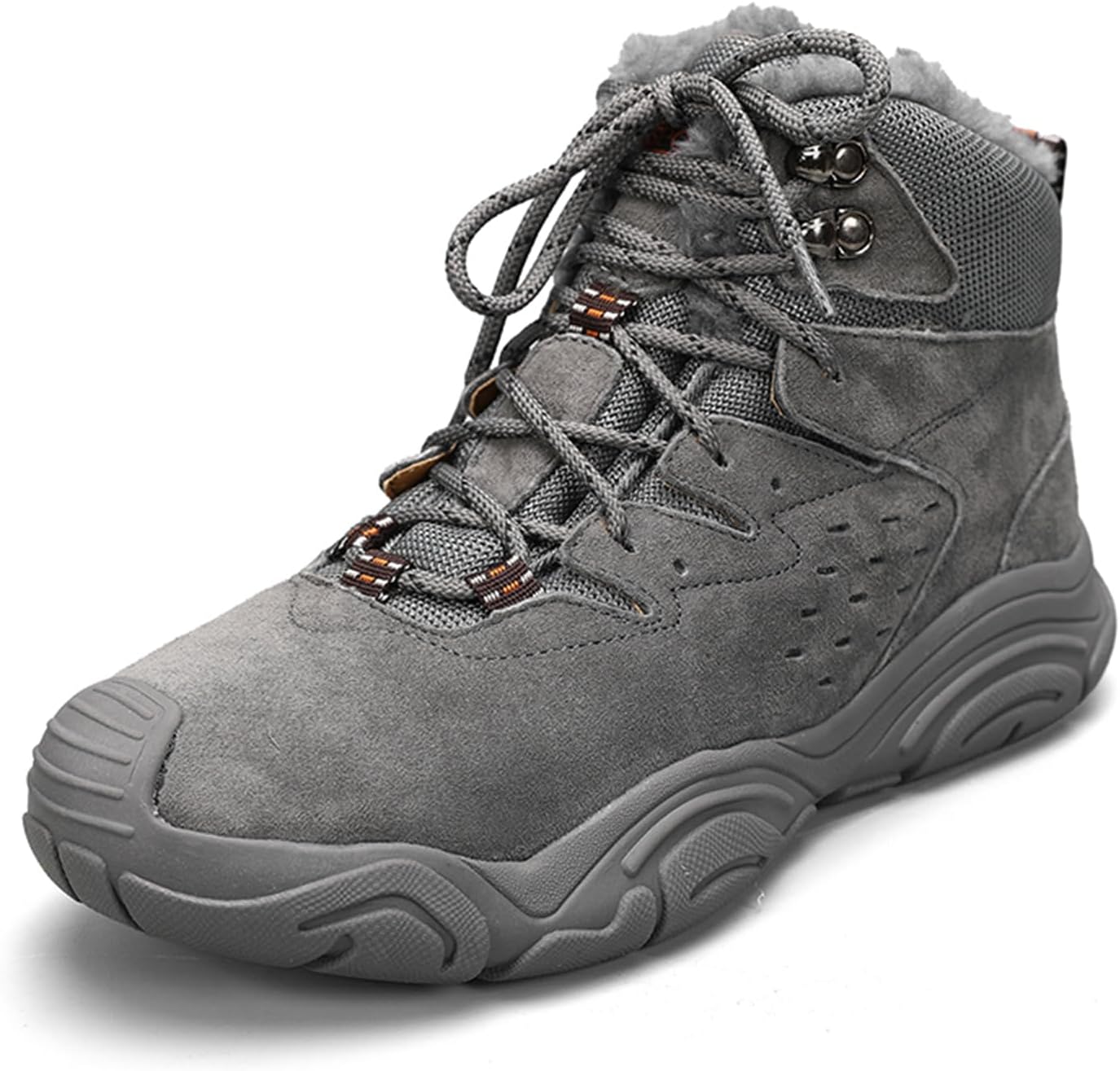 

Мужские замшевые кожаные ботинки на шнурках с платформой для походов, с круглым носком, массивные, средней высоты, с дышащей сетчатой подкладкой, легкие, для активного отдыха, альпинизма, походов, тактических задач и кемпинга Tengfeifly, Grey-wa...
