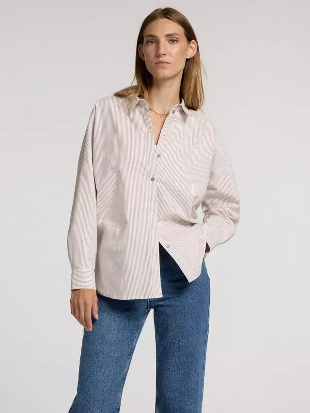 

Рубашка SELECTED FEMME Nova Stripe Oxford, цвет brown/multi
