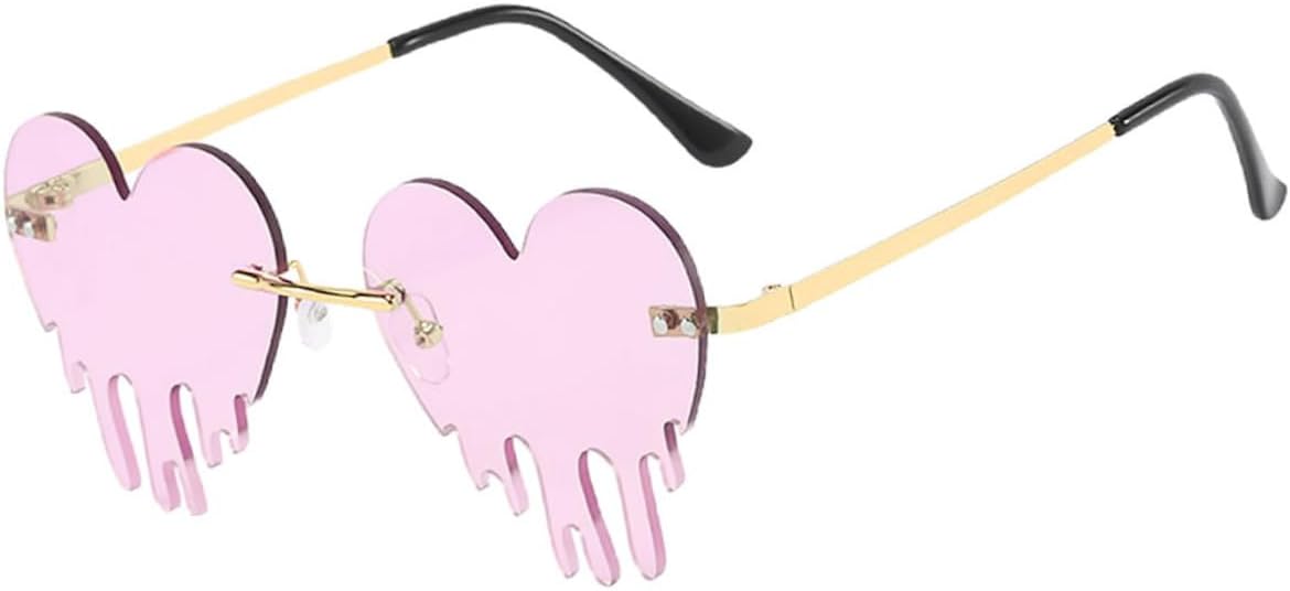 

Женские модные солнцезащитные очки TEHAUX в форме сердца, фиолетовые, без оправы, в форме капли, аксессуар для вечеринок, креативный аксессуар для пляжа и повседневной носки, red