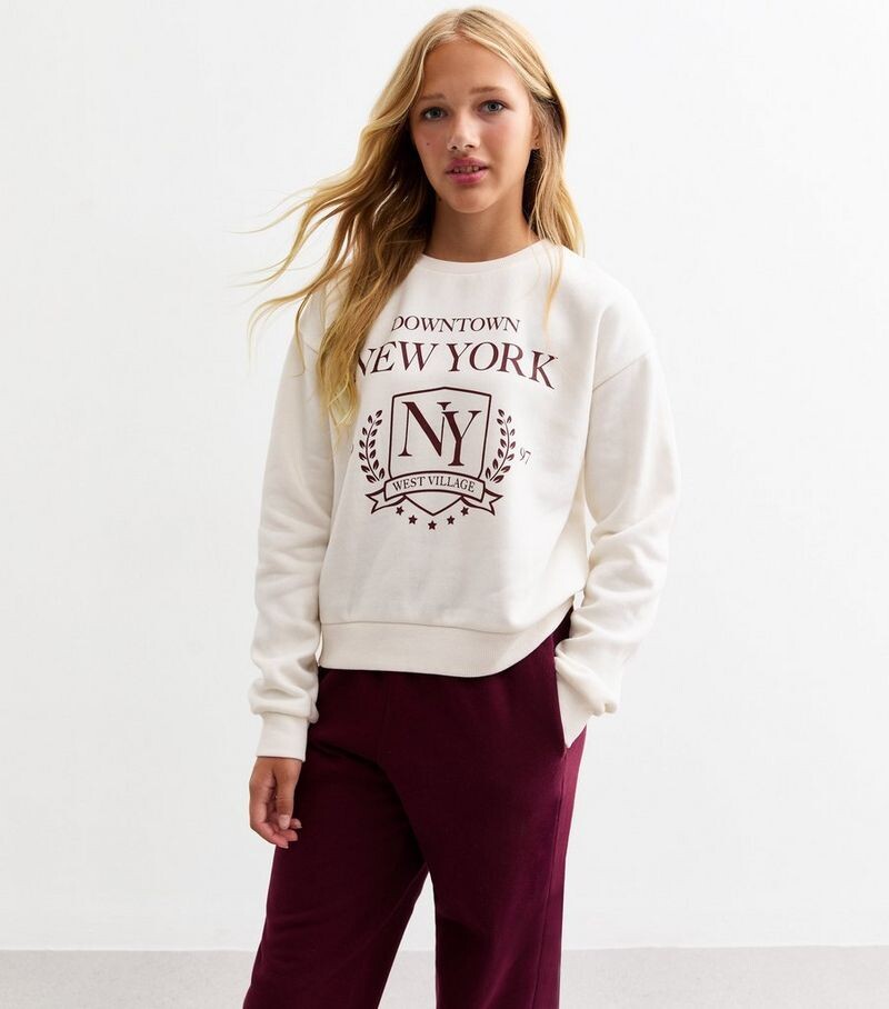 

Толстовка из джерси с надписью Girls Off White New York New Look, белый