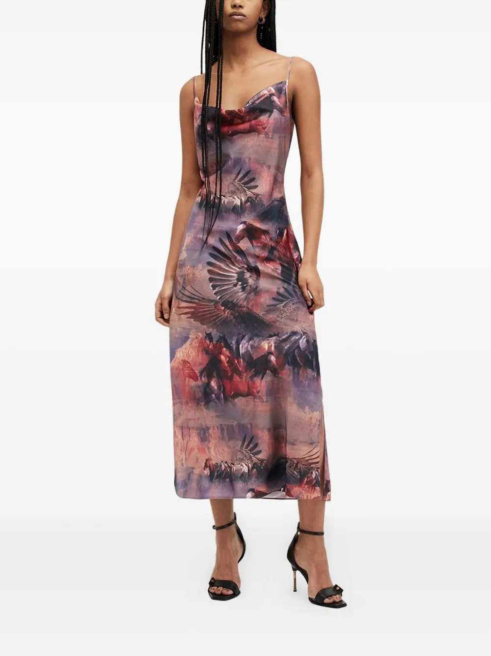 

Платье-комбинация Hadley с принтом "лошадь" AllSaints, фиолетовый