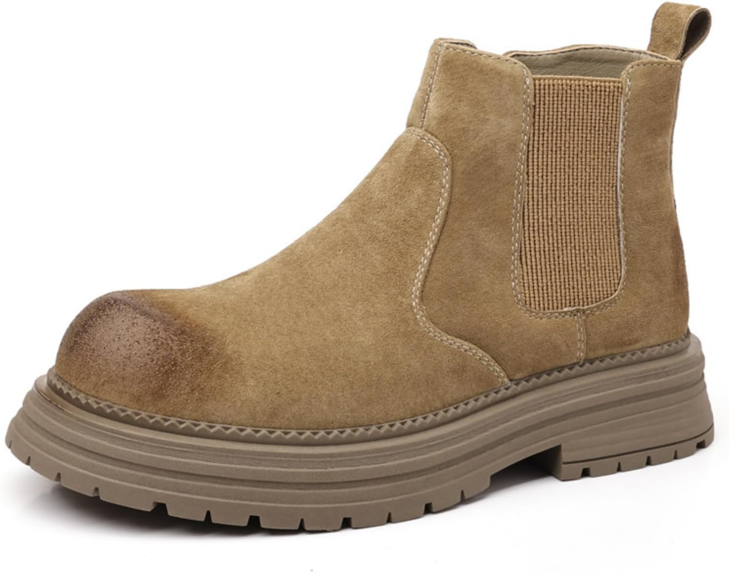 

Мужские ретро-челси ботинки Стильные кожаные ботинки Удобные слипоны для отдыха на открытом воздухе Macefil, хаки