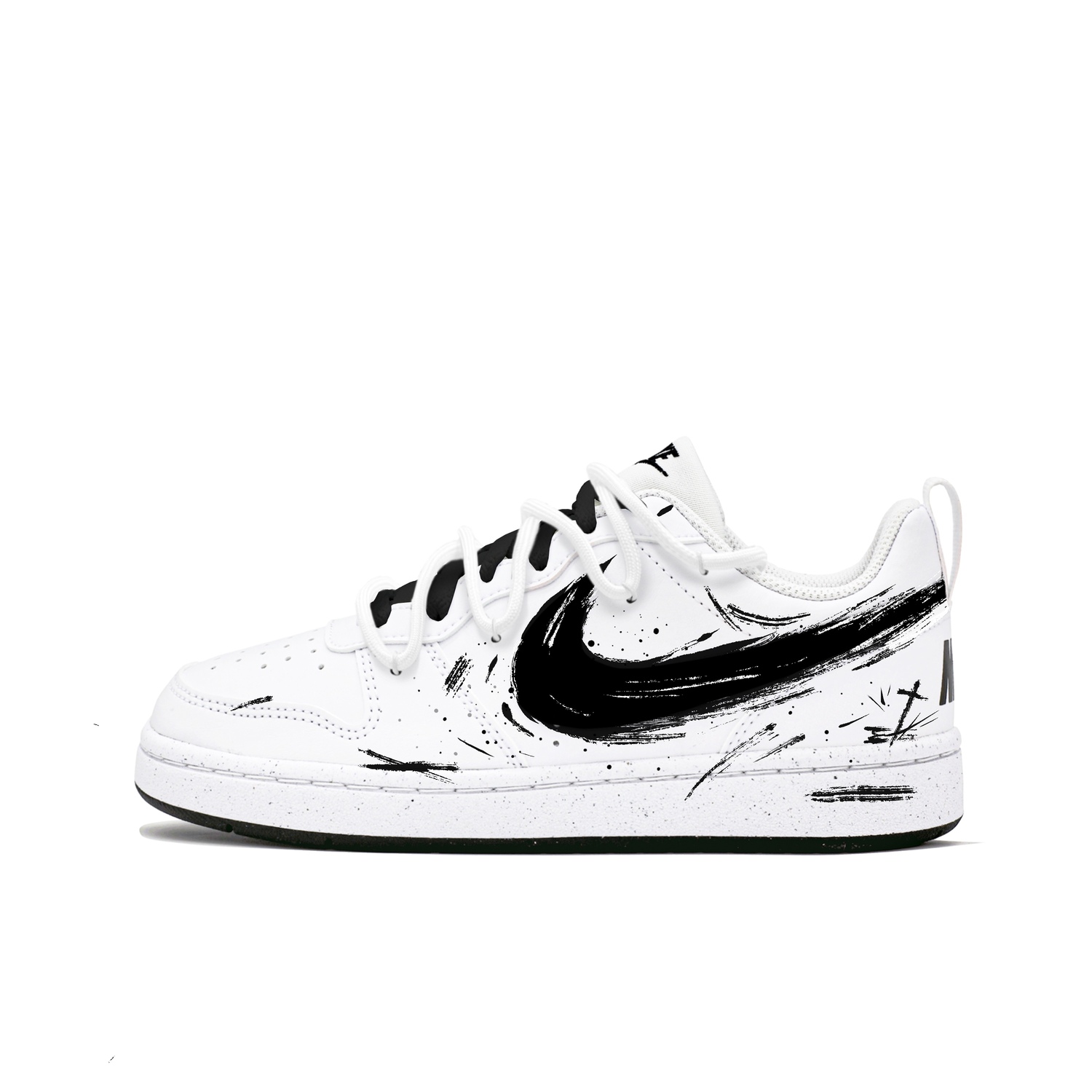 

Nike Court Borough устойчивые к истиранию низкие детские скейтбординг кроссовки White Black для подростков