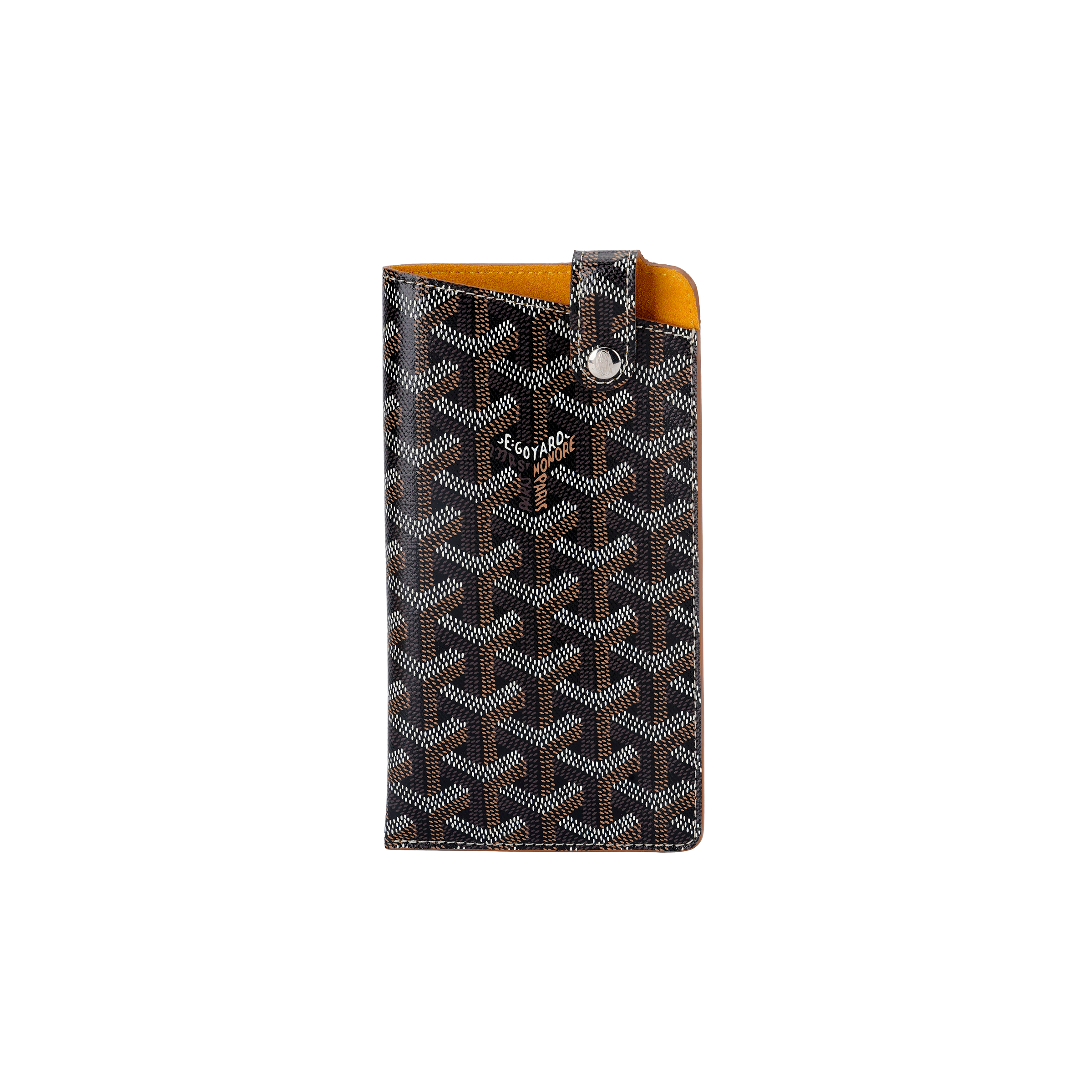 

GOYARD Montmartre чехол для телефона из холста с кожаными вставками, большой, унисекс, черный и tan