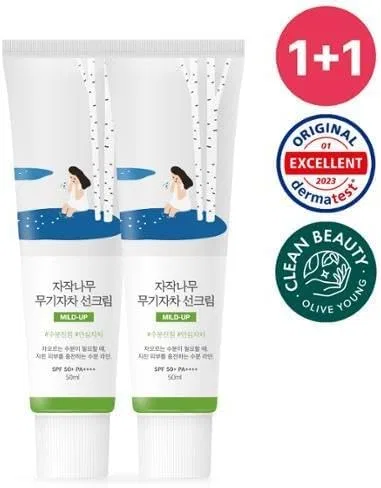 Солнцезащитный крем для лица Round Lab Birch Inorganic Sunscreen SPF50+ PA++++ 50 мл Nongsori — фото 3