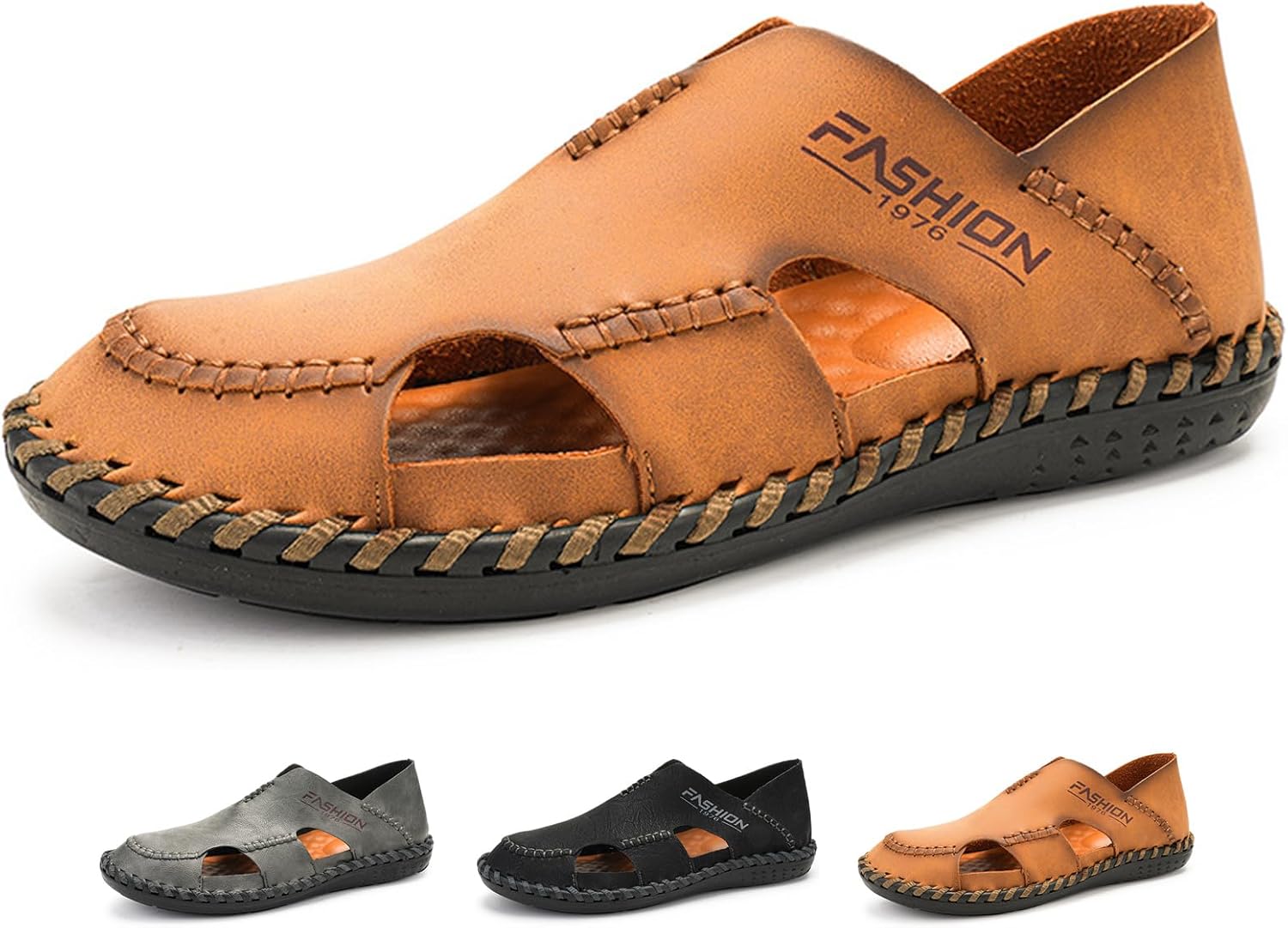 

Мужские сандалии GLBDU, кожаные, с закрытым носком, повседневные, на плоской подошве, для улицы, спортивные, ручной работы, с легким надеванием, пляжные, летние, дышащие, комфортные для ходьбы, желтый