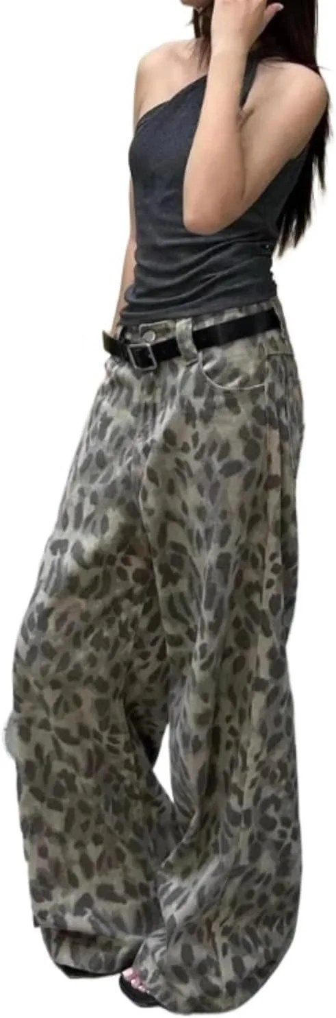 

Брюки Leopard Print с высокой талией, прямые, в стиле Y2K Best Rose