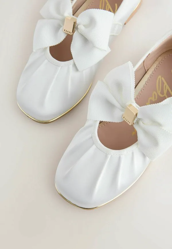 Классические балетки с бантом и ремешком на щиколотке Baker By Ted Baker, Ivory — фото 3