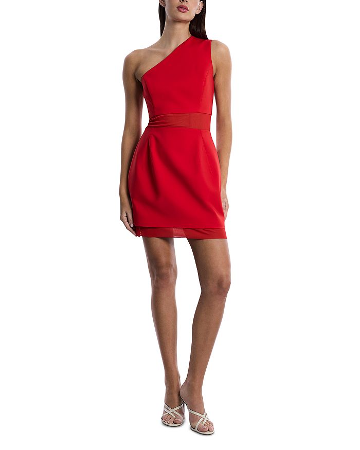 

Мини-платье с одним плечом BCBGMAXAZRIA, красный