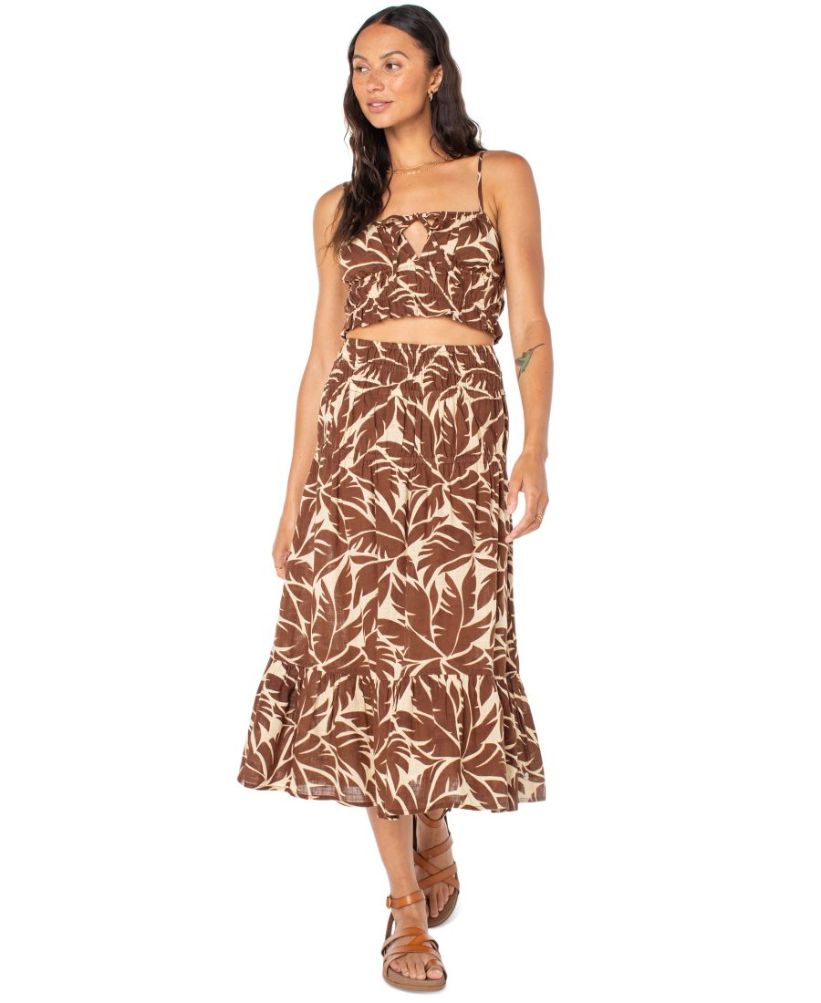 

Укороченный топ-майка с ярусным кроем "Закатная дымка" для подростков Roxy, Parchment