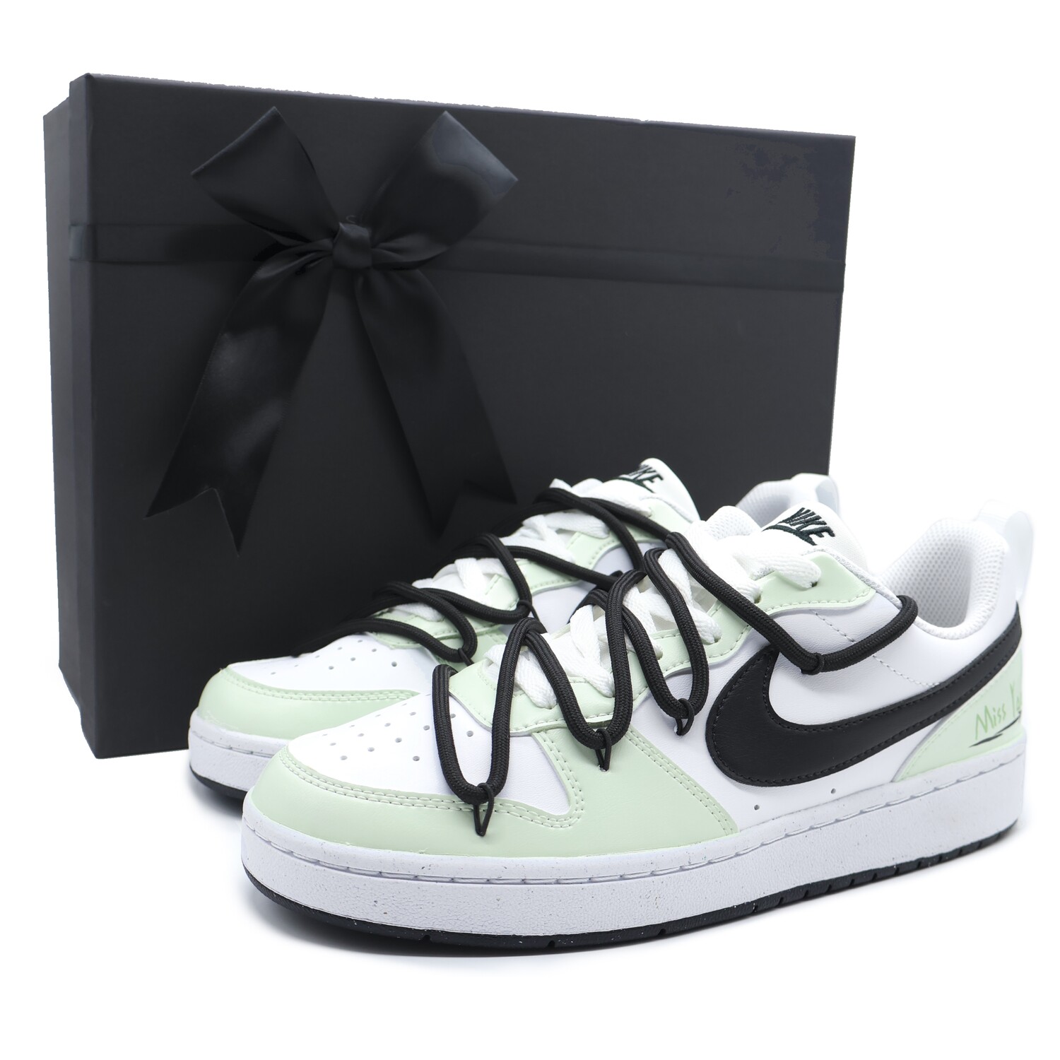 

Кроссовки Nike Court Borough Skateboarding Shoes Women's Low-top Black, White, Green, светло-зеленый