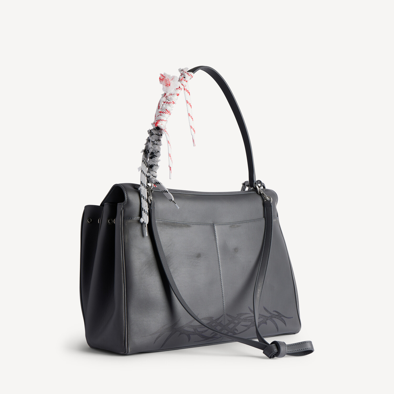 BALENCIAGA Мужская большая сумка Rodeo серого цвета — фото 3