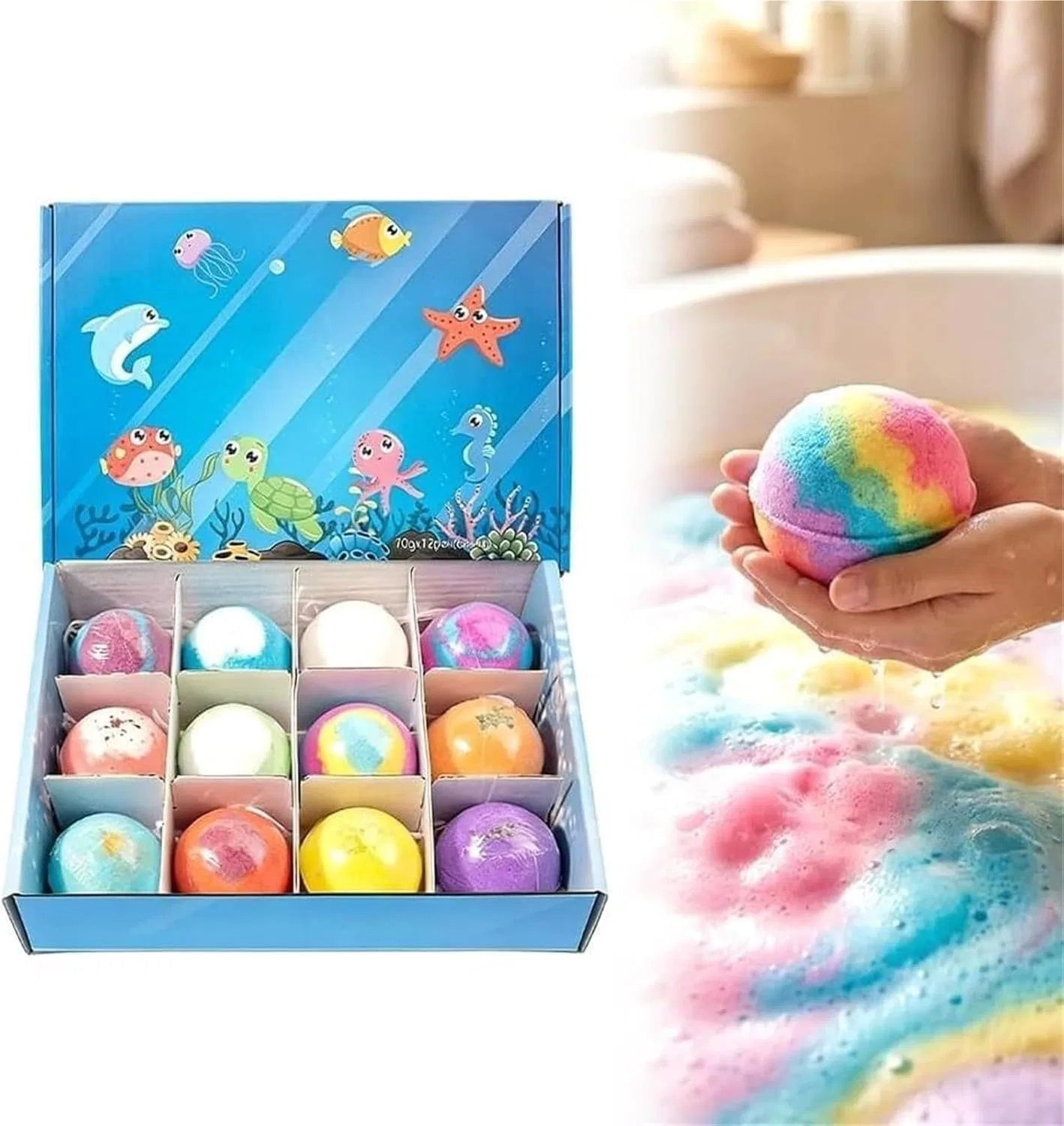 Набор бомбочек для ванны с сюрпризом «Badesalz-Kugelhüllen» от Ocean Toy, 12 шт. Generic, Blue