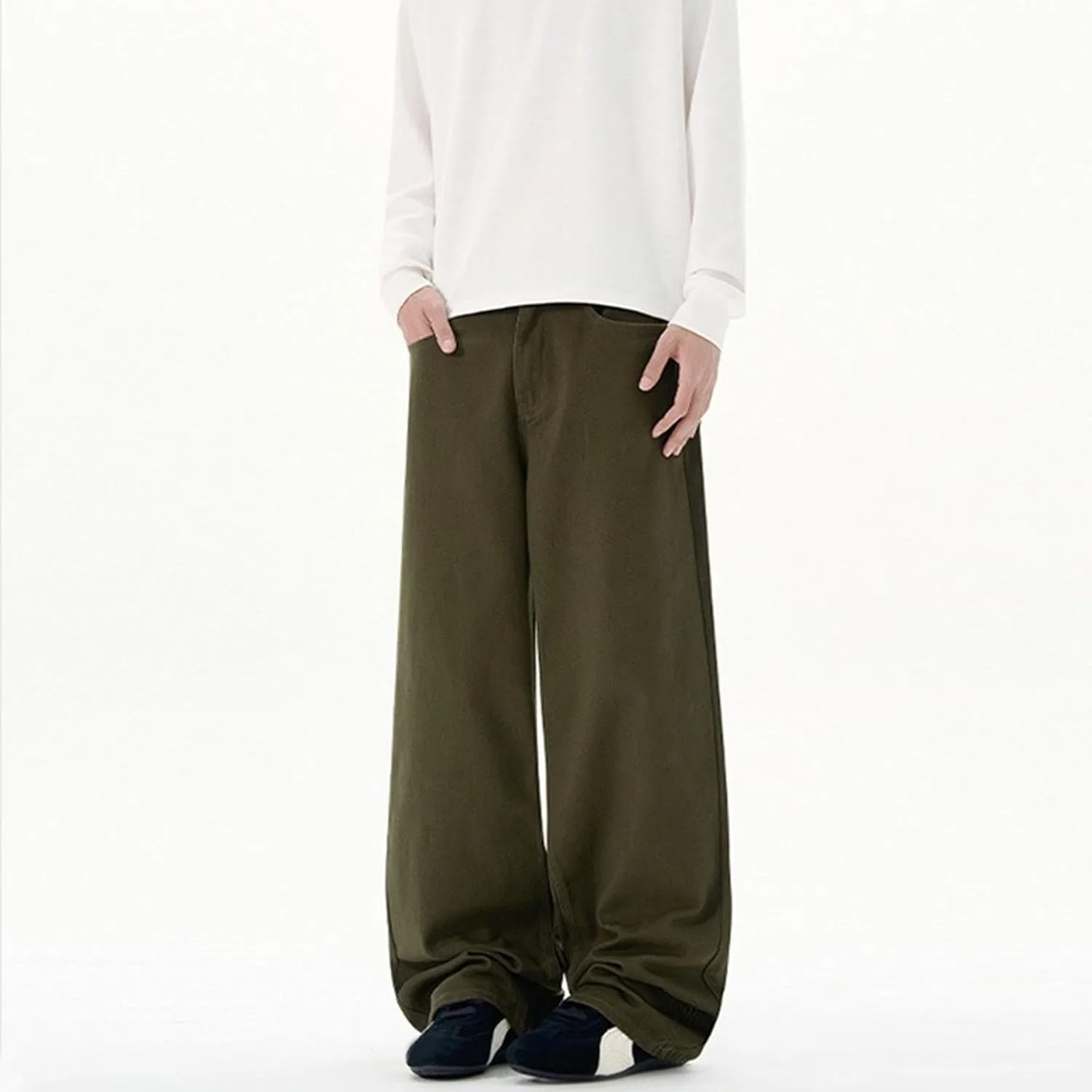Джинсы свободные Y2k Army Green — фото 2