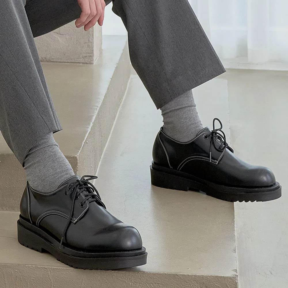 Мужские лоферы с низким каблуком SHOEHI LM7516 чёрные