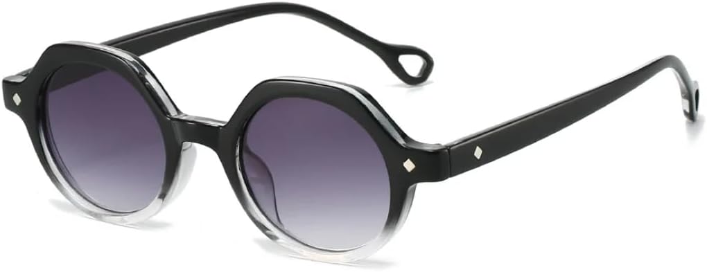 

Ретро маленькие круглые панк-солнцезащитные очки для женщин и мужчин, градиентный леопардовый принт, защита от УФ-излучения UV400, заклепки (черно-серый градиент) TVTBBVV, Black Gray Gradient