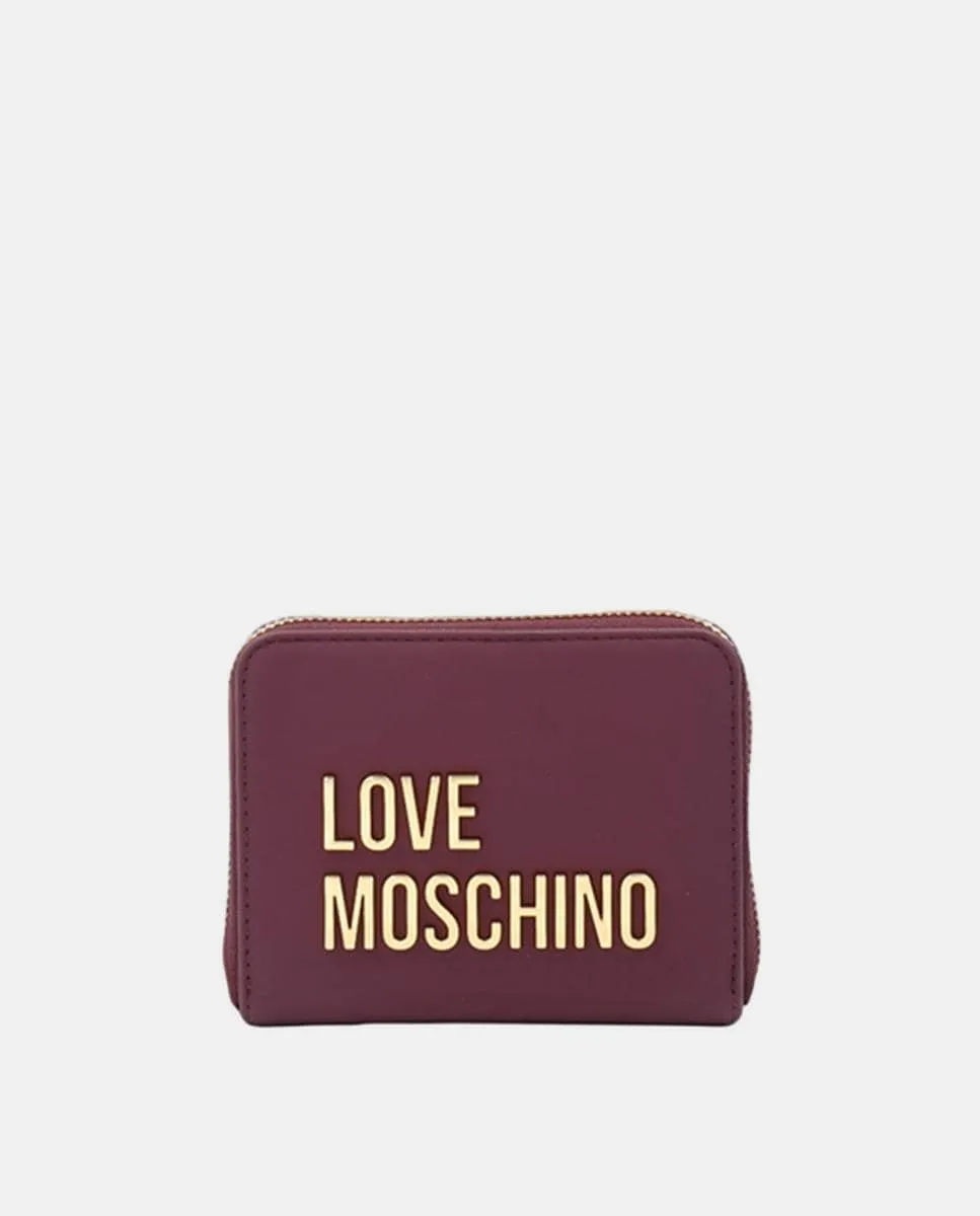 

Небольшой кошелек с молнией и логотипом Love Moschino, гранатовый