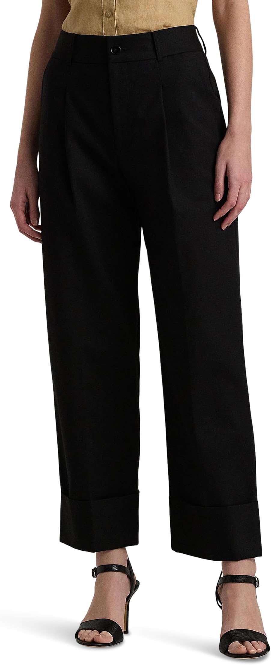 

Брюки Lauren Ralph Lauren Double-Faced Stretch Cotton Ankle Pants, черный