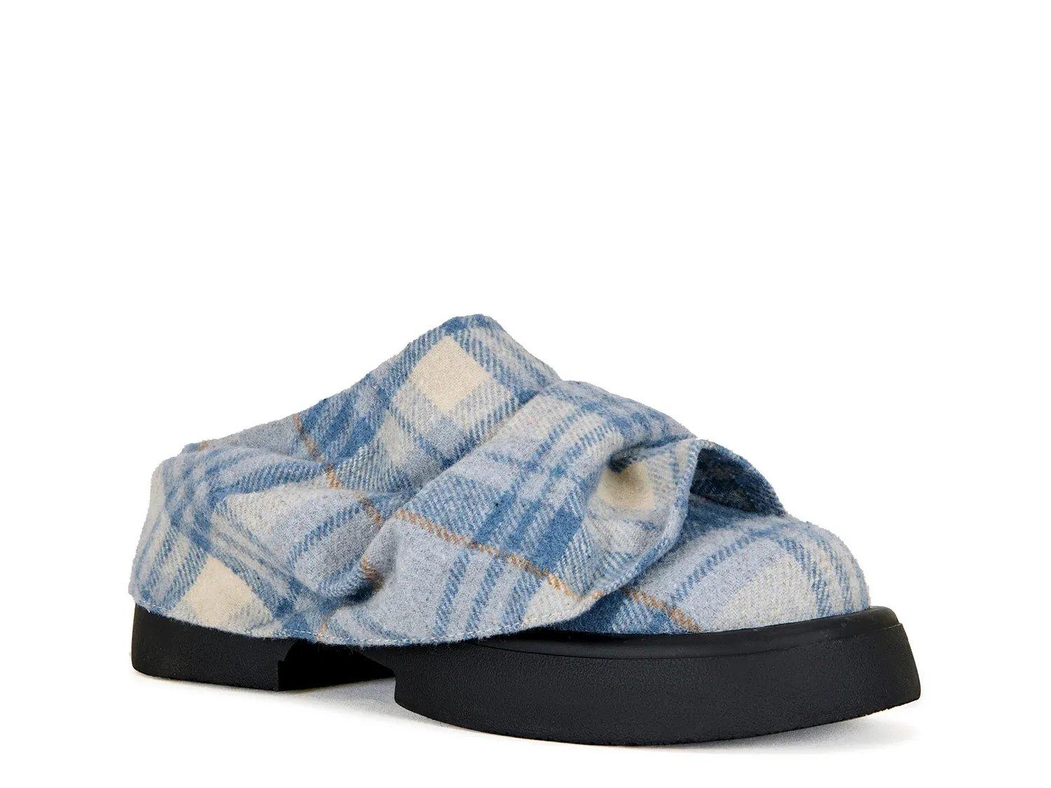 Сабо Azalea Wang Semyon Platform Clog, Light Blue Plaid Print