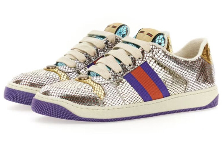 Кроссовки GUCCI Screener Skateboard Shoes Women's Low-Top Silver/Purple