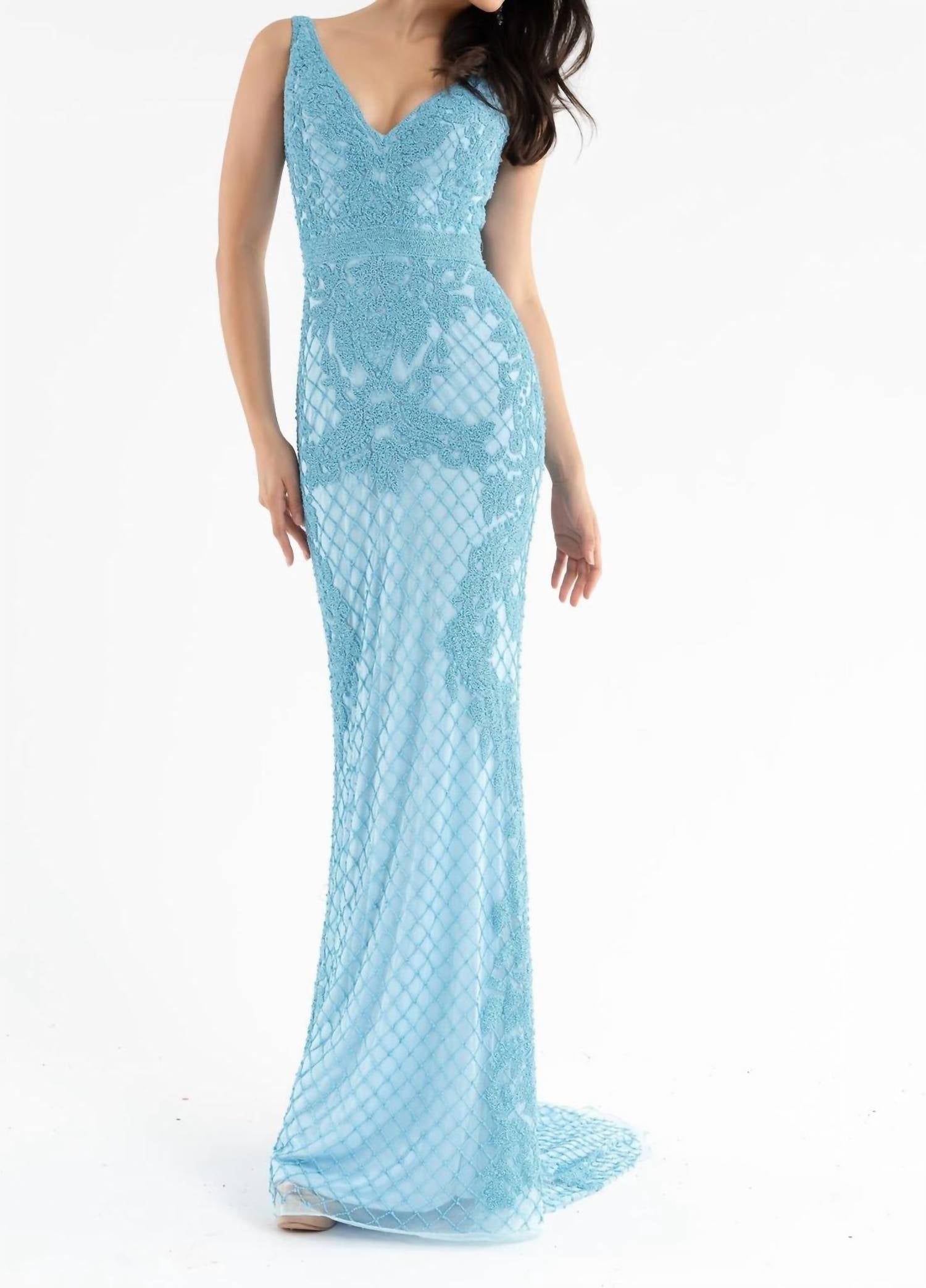 

Платье без рукавов с глубоким вырезом в светло-бирюзовом цвете Primavera