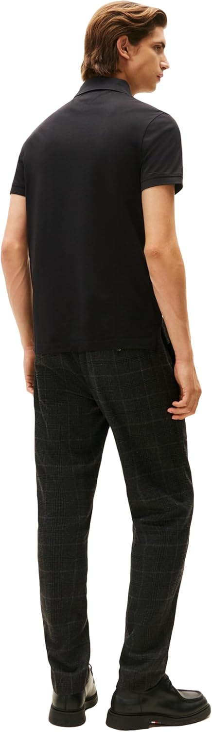 Мужские поло Tommy Hilfiger с коротким рукавом, свободного кроя и скрытыми планками, Black — фото 4