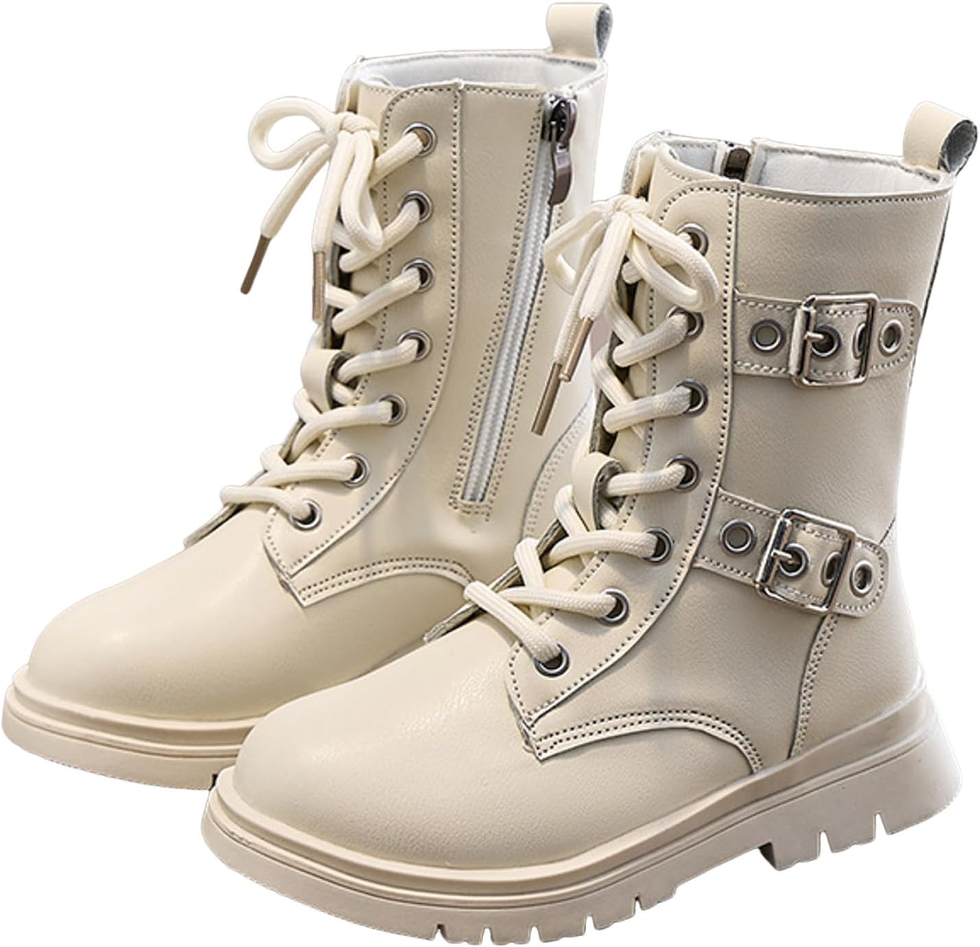 

Ботильоны для мальчиков и девочек с боковой молнией, боевые ботинки на шнуровке, модные короткие ботинки, осенне-зимняя обувь для малышей, детей младшего и старшего возраста Generic, C-Beige