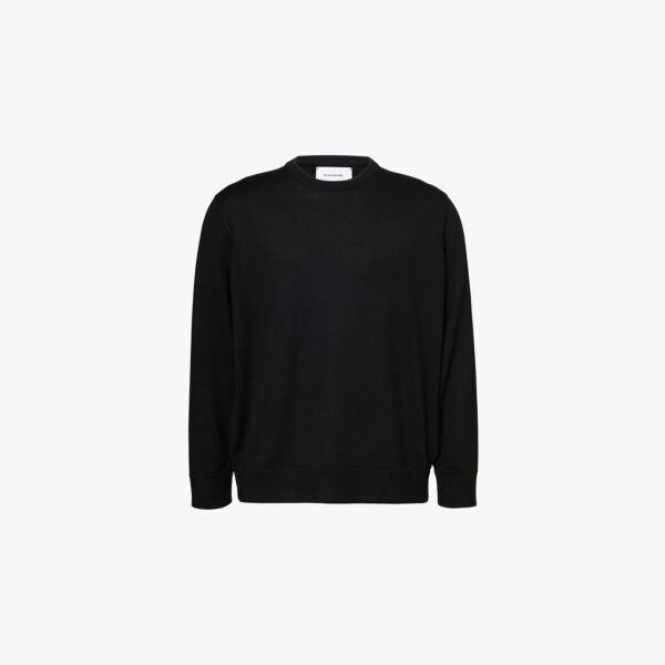 

Свободный вязаный джемпер из шерсти альпаки с круглым вырезом The Inoue Brothers, черный