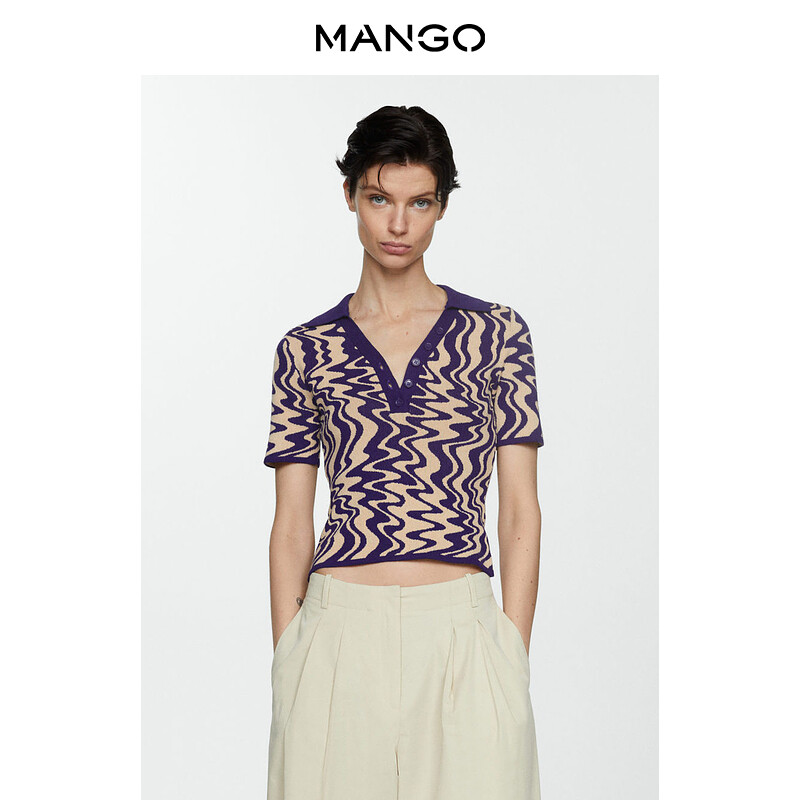 

Женский свитер Mango с трикотажным воротником-поло, фиолетовый