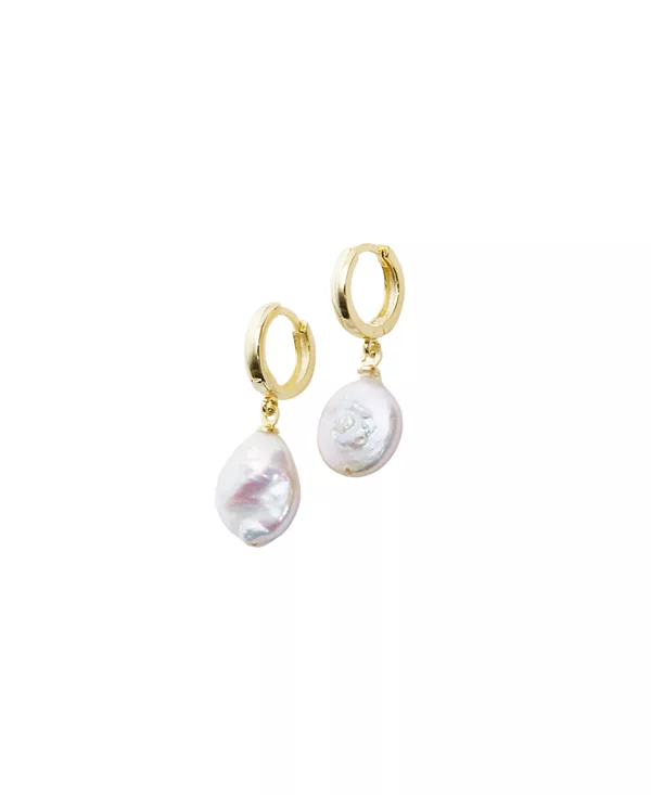 

Серьги-Кольца из обработанного пресноводного культивированного барочного жемчуга Spero London, gold