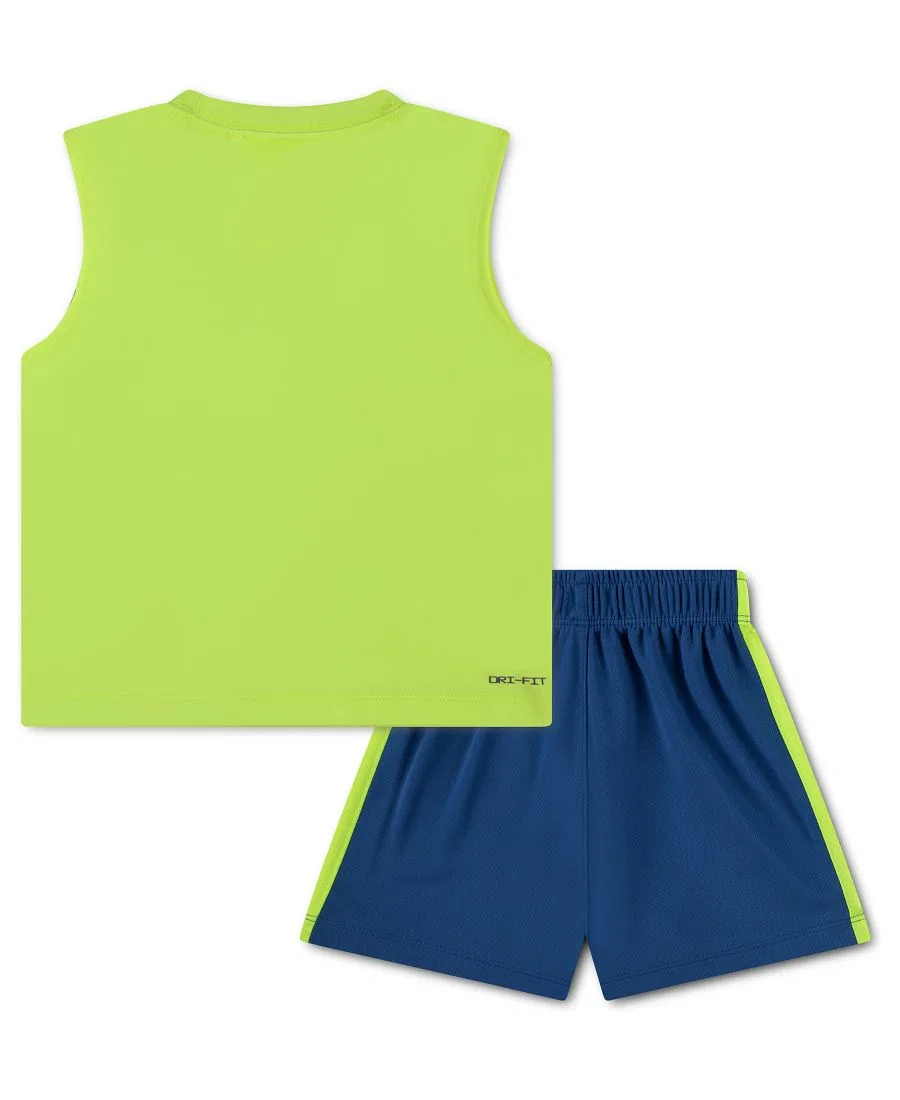 Детский комплект для мальчиков Goal Mode: майка и шорты (2T-4T), 2 предмета Nike, зеленый/синий — фото 2