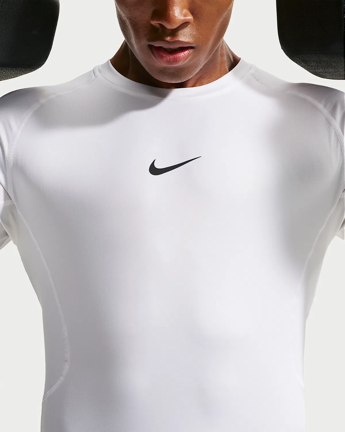 Мужская облегающая футболка с длинным рукавом Nike Pro Dri-FIT, White/Black — фото 3