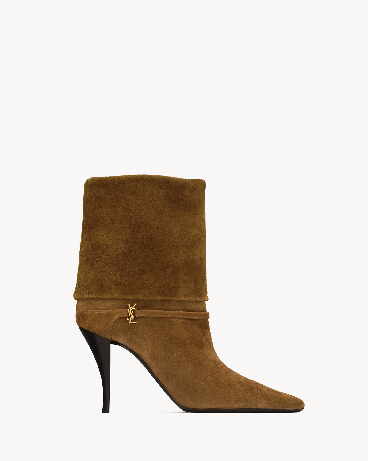 Ботильоны NIKI из замши Saint Laurent, коричневый
