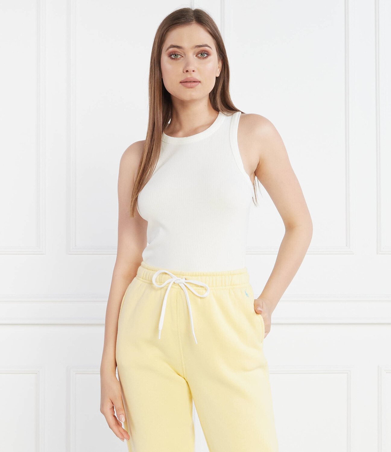 Топ Tommy Hilfiger 5X2 RIB NS Slim Fit, белый — фото 3