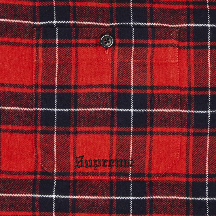 Рубашка Supreme Fur Trim Flannel Hooded Shirt 'Red Plaid', красный — фото 3